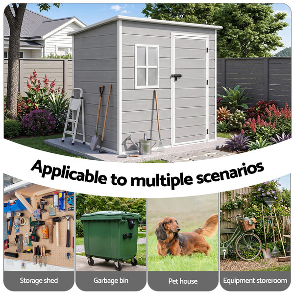 Giantz Garden Shed Outdoor Storage Box 1.87x1.28M Resin Tool Shed Backyard Grey Awezingly