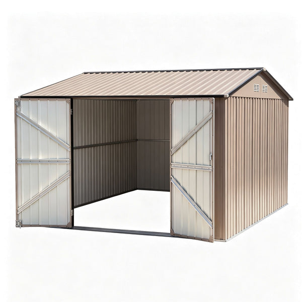 Giantz 3X3M Garden Shed Outdoor Storage Backyard Tool Shed Galvanized Steel Brown Giantz