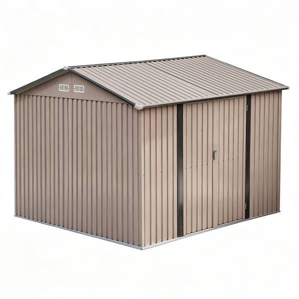 Giantz 3X3M Garden Shed Outdoor Storage Backyard Tool Shed Galvanized Steel Brown Giantz