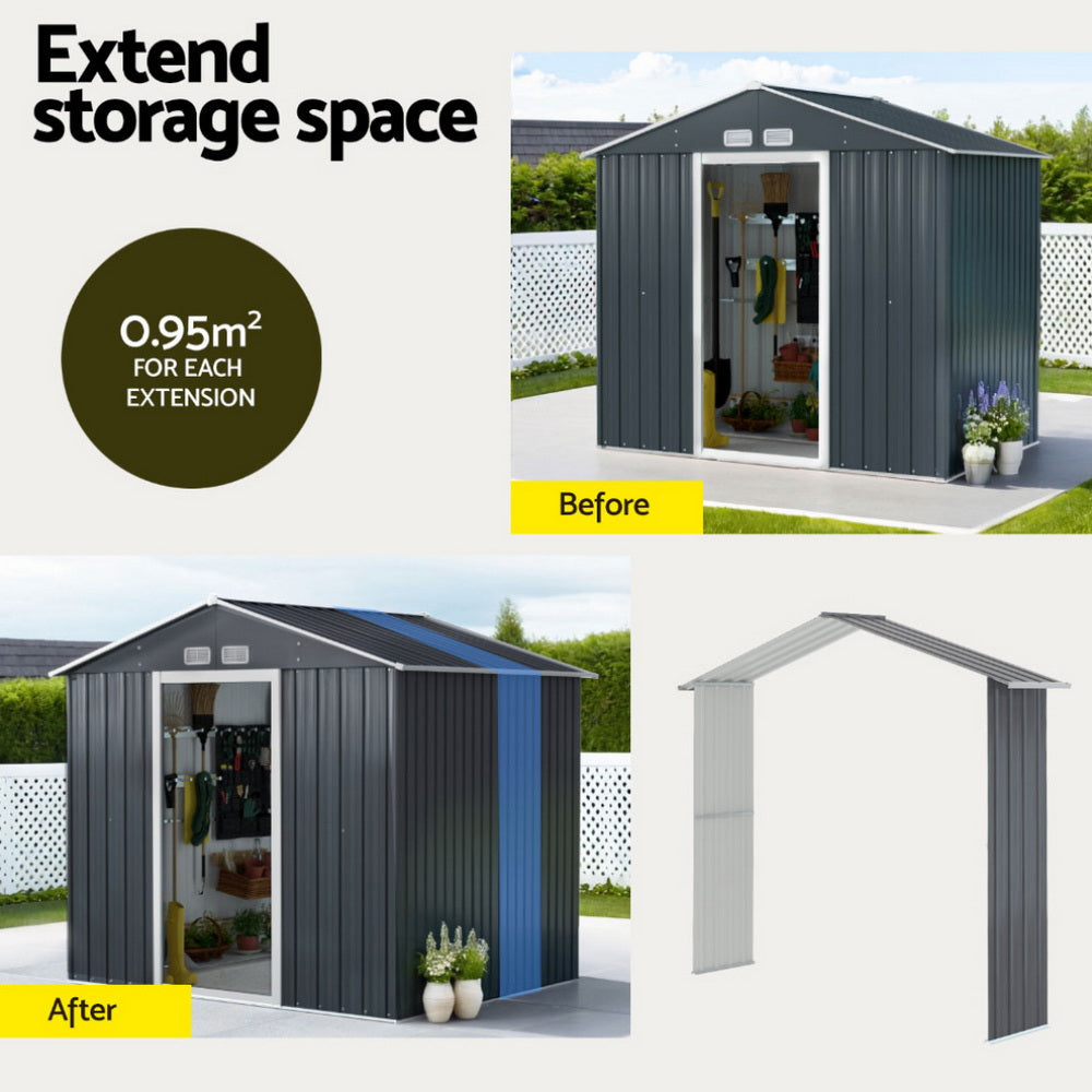 Giantz Garden Shed Outdoor Storage 2.15x1.74M Tool Workshop House w/Extension Kit Giantz