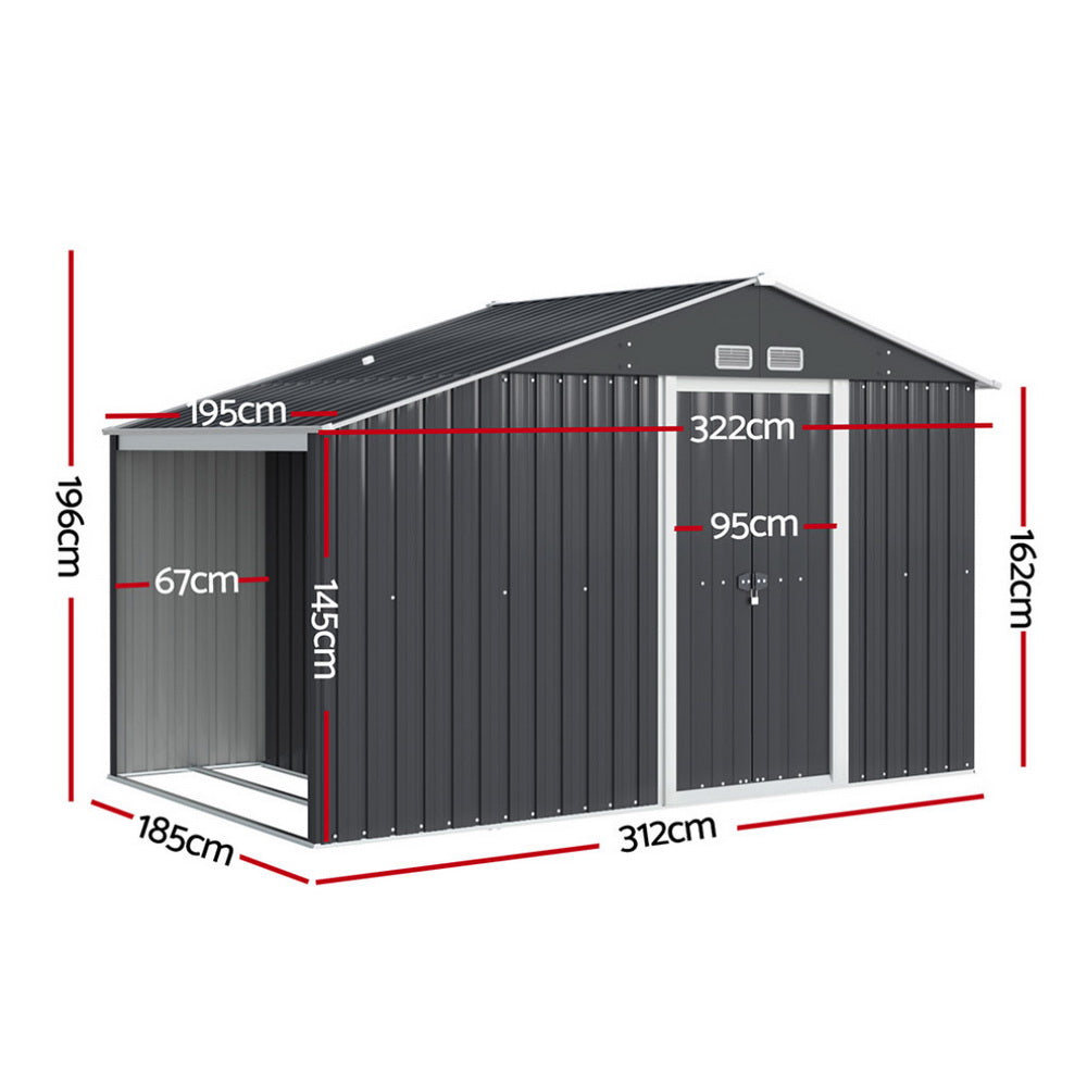 Giantz Garden Shed 3.22x1.96M Outdoor Storage Tool Workshop House Shelter Giantz