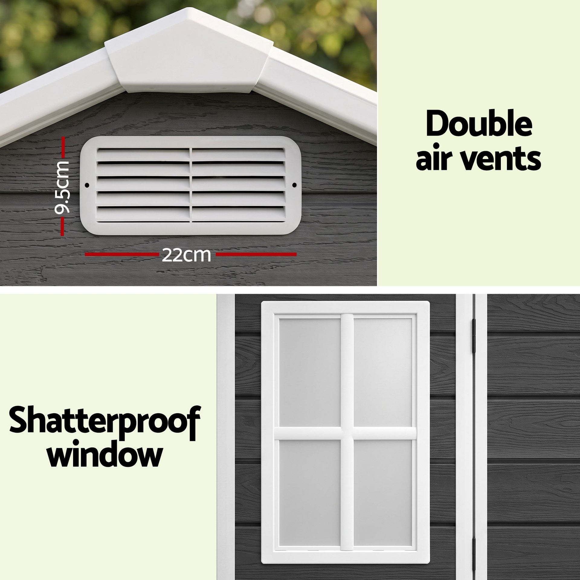 Giantz Garden Shed Resin Outdoor Storage Box 2.44x1.31M Tool Shed Backyard Black Awezingly