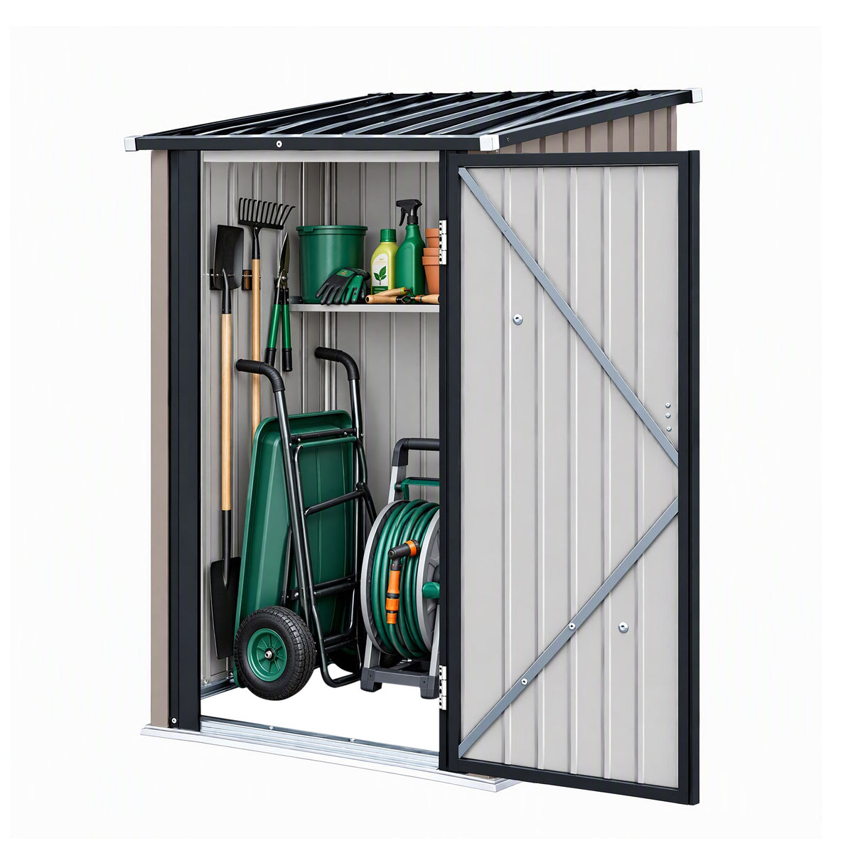 Giantz Garden Shed Outdoor Storage Metal Tool Shed Steel 99x104cm Brown Awezingly