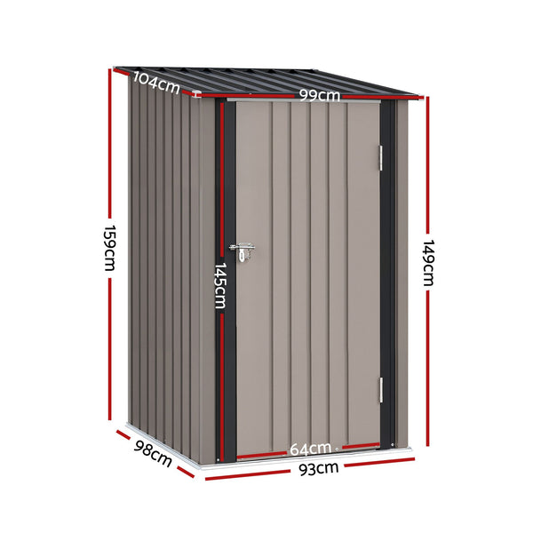 Giantz Garden Shed Outdoor Storage Metal Tool Shed Steel 99x104cm Brown Awezingly