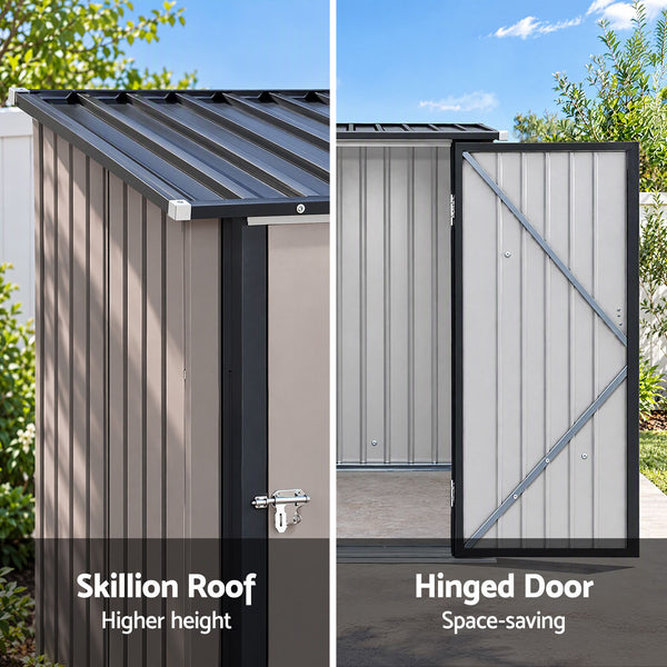 Giantz Garden Shed Outdoor Storage Metal Tool Shed Steel 99x104cm Brown Awezingly
