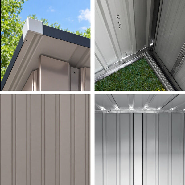 Giantz Garden Shed Outdoor Storage Metal Tool Shed Steel 99x104cm Brown Awezingly