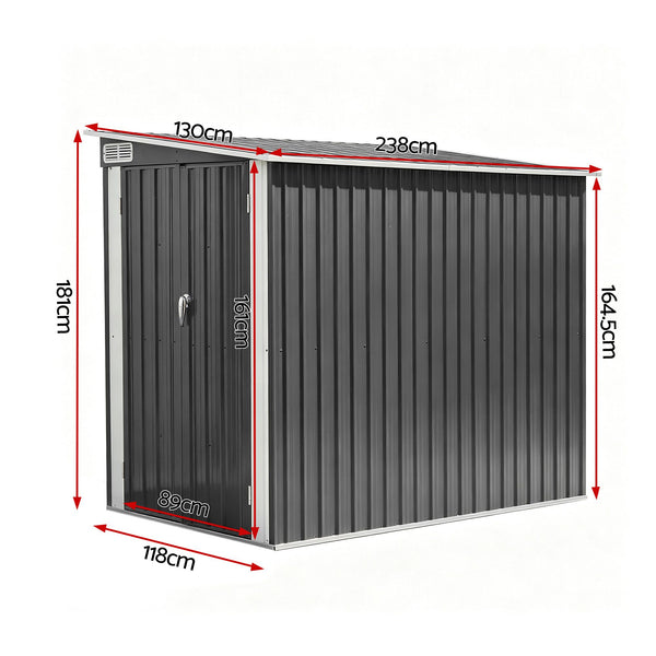 Giantz Garden Shed 118x238cm Lean To Bike Shelter Backyard Outdoor Storage Giantz