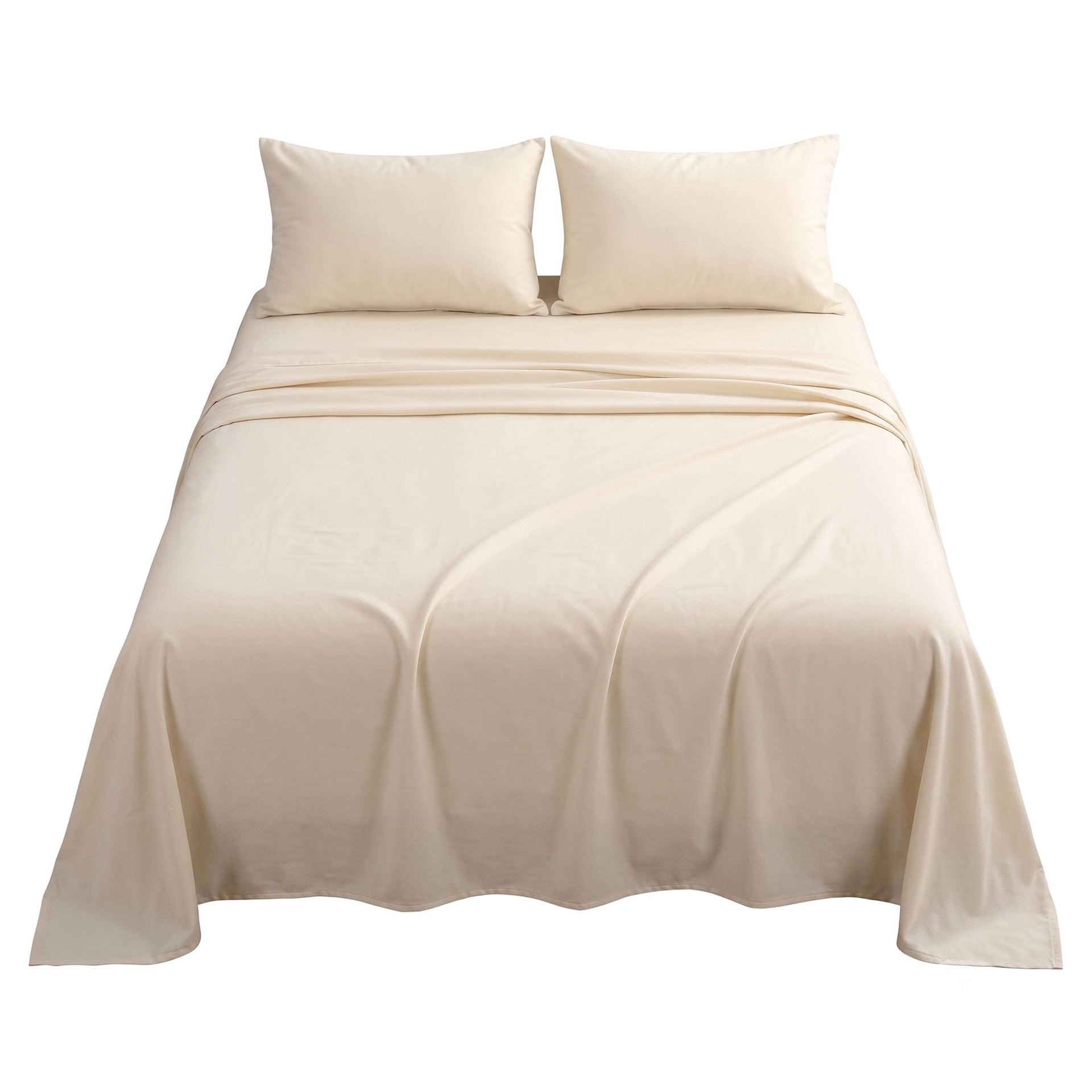 Giselle Double Sheet Set 150 GSM Anti-pilling Micro Flannel, Fast Drying Lightweight 4 Piece, 40CM Deep Pocket Fits Thick Mattress, Cream White Awezingly