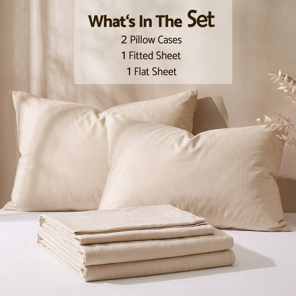 Giselle Queen Sheet Set 150 GSM Anti-pilling Micro Flannel, Fast Drying Lightweight 4 Piece, 40CM Deep Pocket Fits Thick Mattress, Cream White Awezingly