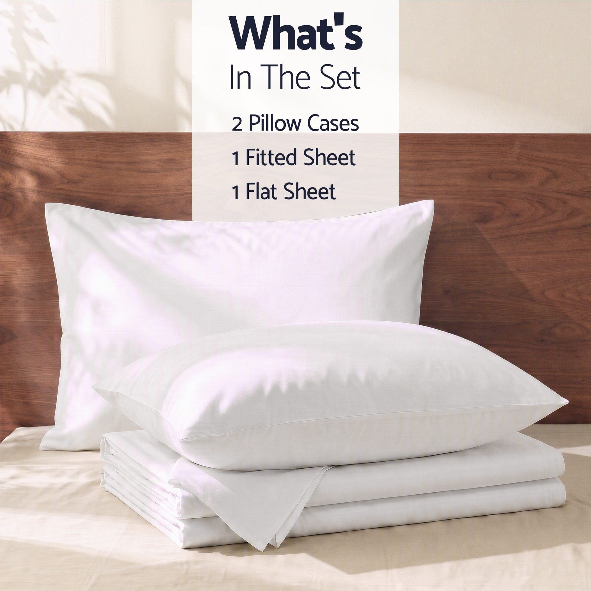 Giselle Double 500TC Cotton 4Pcs Sheet Set with 40cm Extra Deep Pocket for Thick Mattresses Sateen Weave for Sweaty Nights White Awezingly