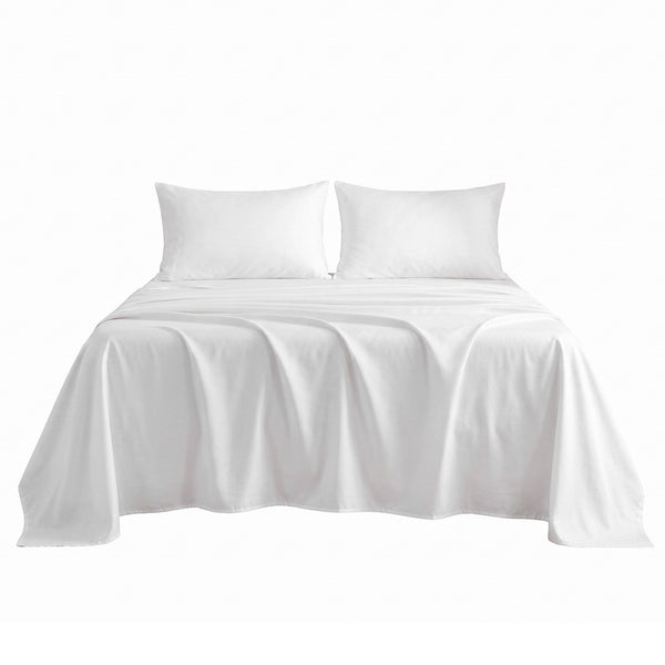 Giselle Double 500TC Cotton 4Pcs Sheet Set with 40cm Extra Deep Pocket for Thick Mattresses Sateen Weave for Sweaty Nights White Awezingly