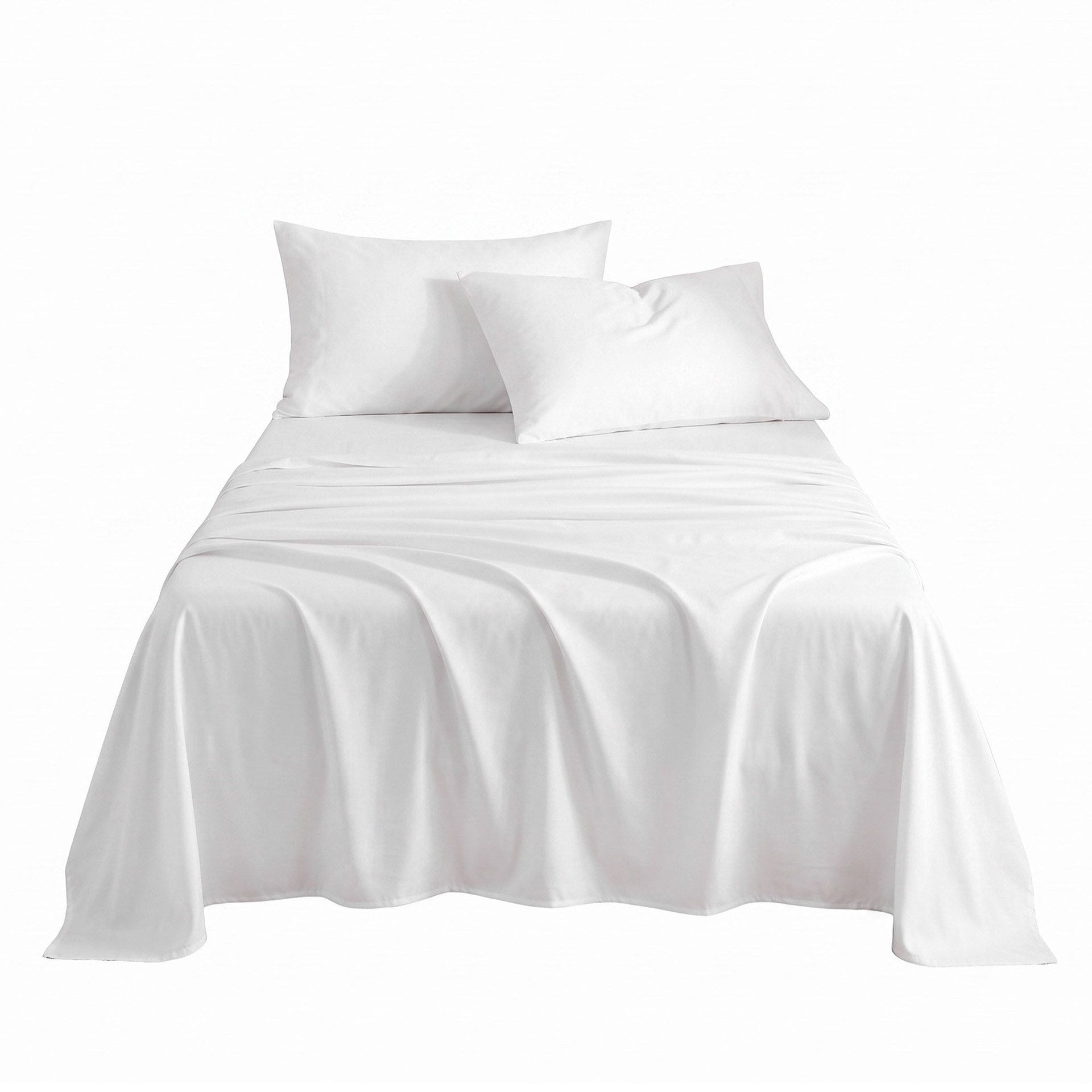 Giselle Kingsingle 500TC Cotton 4Pcs Sheet Set with 40cm Extra Deep Pocket for Thick Mattresses Sateen Weave for Sweaty Nights White Awezingly