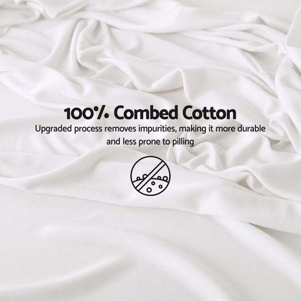 Giselle Queen 500TC Cotton 4Pcs Sheet Set with 40cm Extra Deep Pocket for Thick Mattresses Sateen Weave for Sweaty Nights White Awezingly