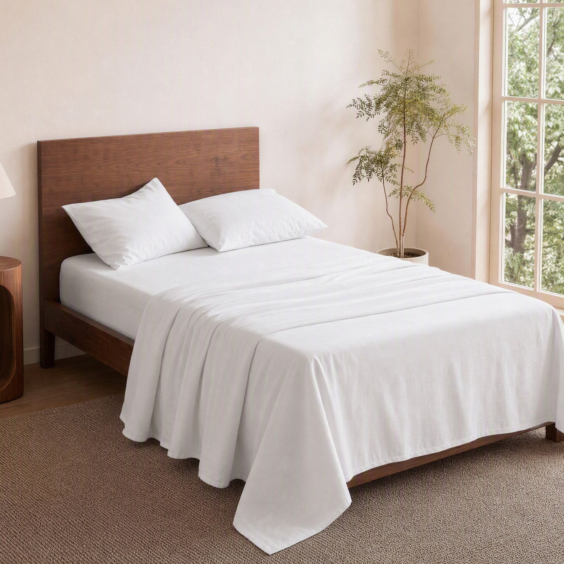 Giselle Single 500TC Cotton 4Pcs Sheet Set with 40cm Extra Deep Pocket for Thick Mattresses Sateen Weave for Sweaty Nights White Awezingly