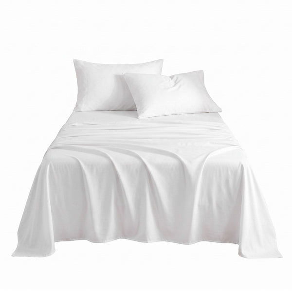 Giselle Single 500TC Cotton 4Pcs Sheet Set with 40cm Extra Deep Pocket for Thick Mattresses Sateen Weave for Sweaty Nights White Awezingly