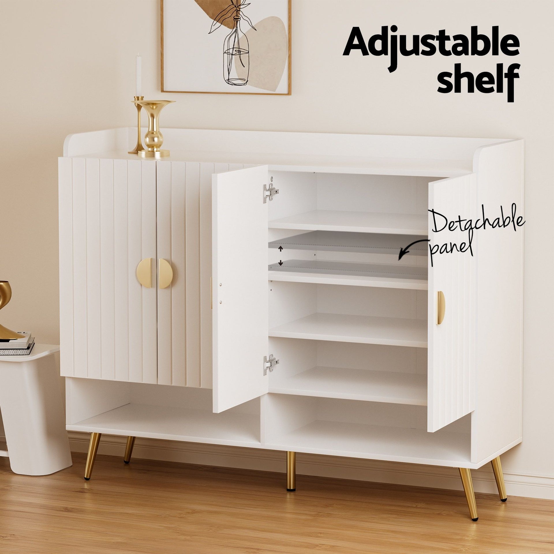 Artiss Shoe Rack Cabinet & Clothes Rack Set Storage Shelf White Pine Awezingly