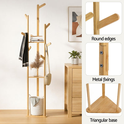 Artiss Shoe Rack Cabinet & Clothes Rack Set Storage Shelf White Pine
