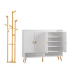 Artiss Shoe Rack Cabinet & Clothes Rack Set Storage Shelf White Pine