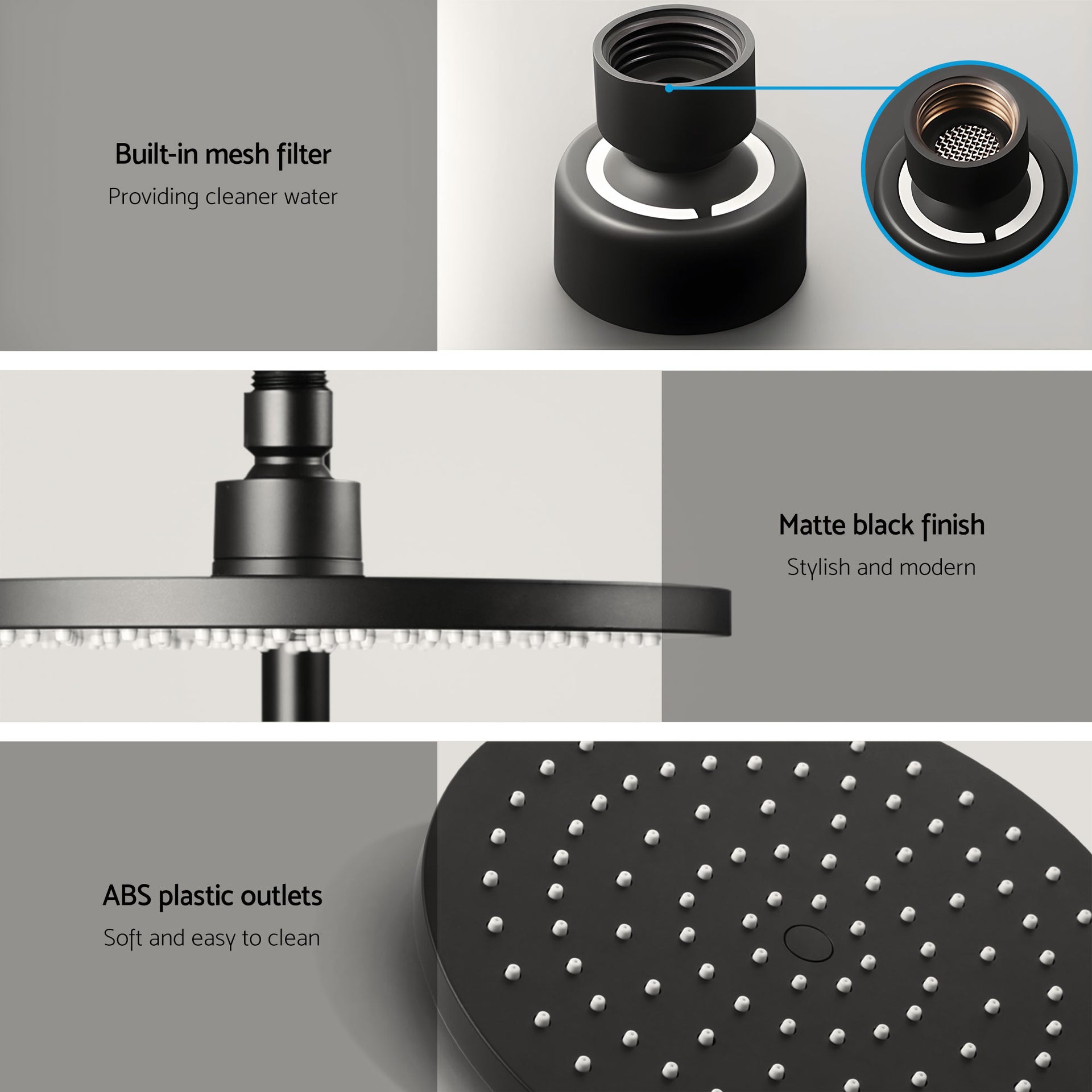Cefito 9'' Rain Shower Head Set Handheld Round High Pressure Mixer Tap Chrome Awezingly