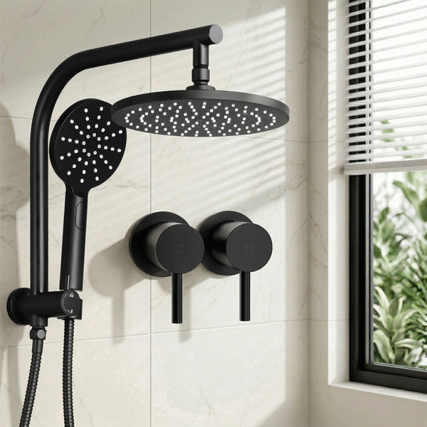 Cefito 9'' Rain Shower Head Set Handheld Round High Pressure Twins Tap Chrome Awezingly