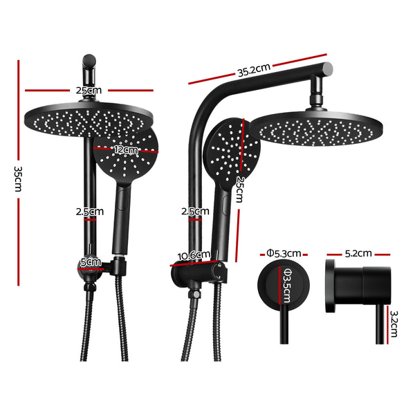 Cefito 9'' Rain Shower Head Set Handheld Round High Pressure Twins Tap Chrome Awezingly