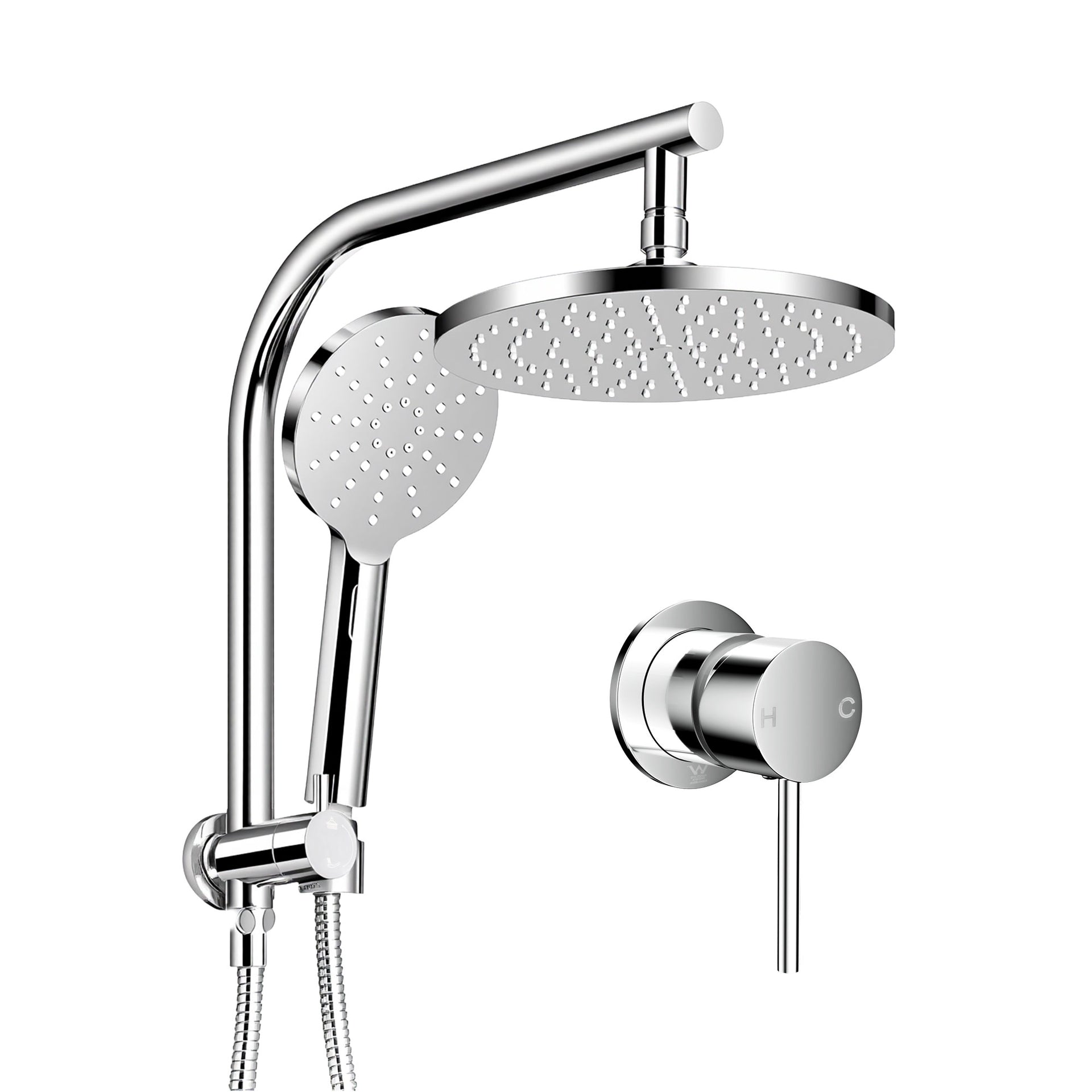 Cefito 9'' Rain Shower Head Set Handheld Round High Pressure Mixer Tap Chrome Awezingly
