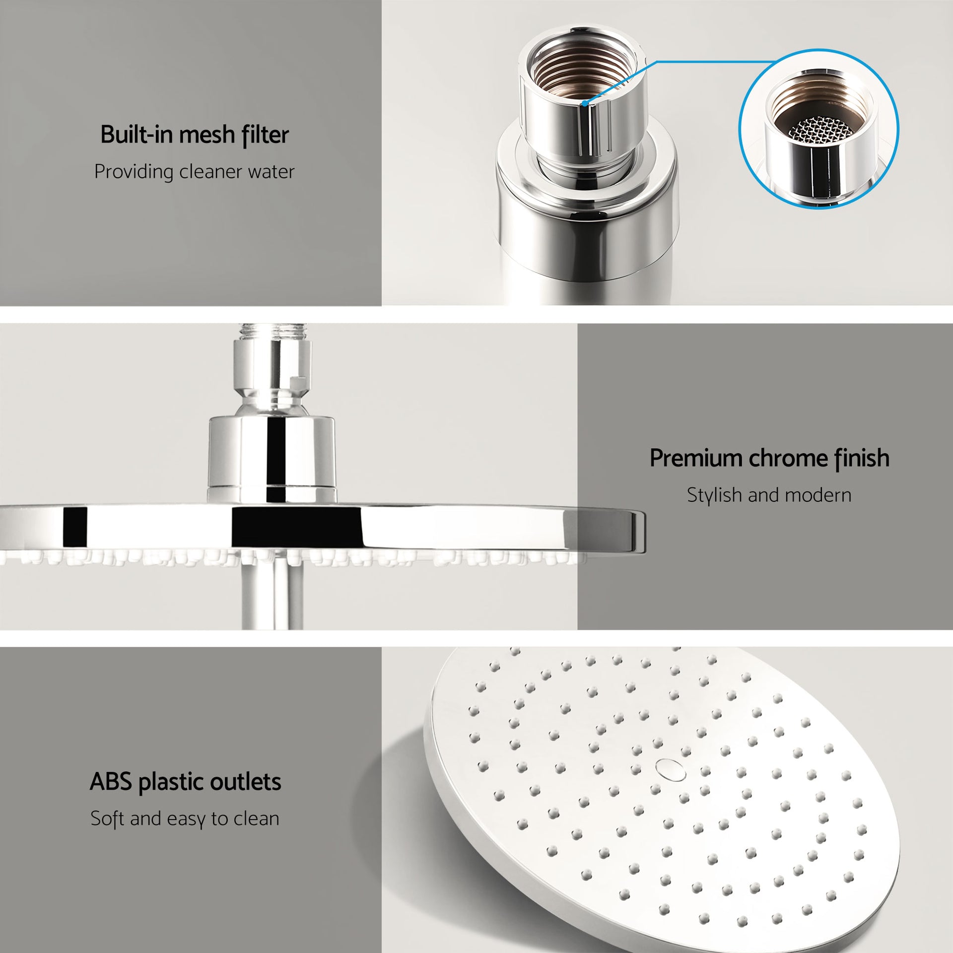 Cefito 9'' Rain Shower Head Set Handheld Round High Pressure Twins Tap Chrome Awezingly