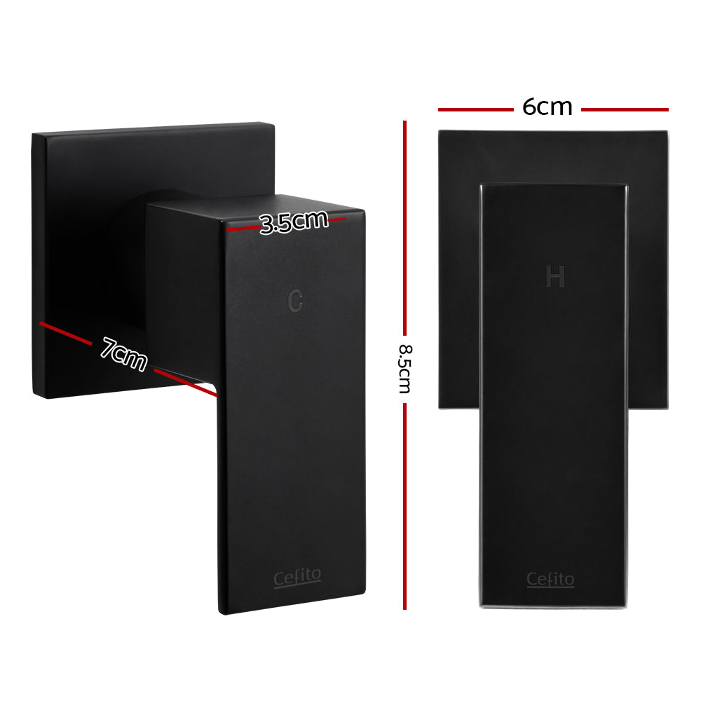 Cefito Shower Twins Tap Wall Bath Taps Brass Hot Cold Basin Bathroom Black Cefito