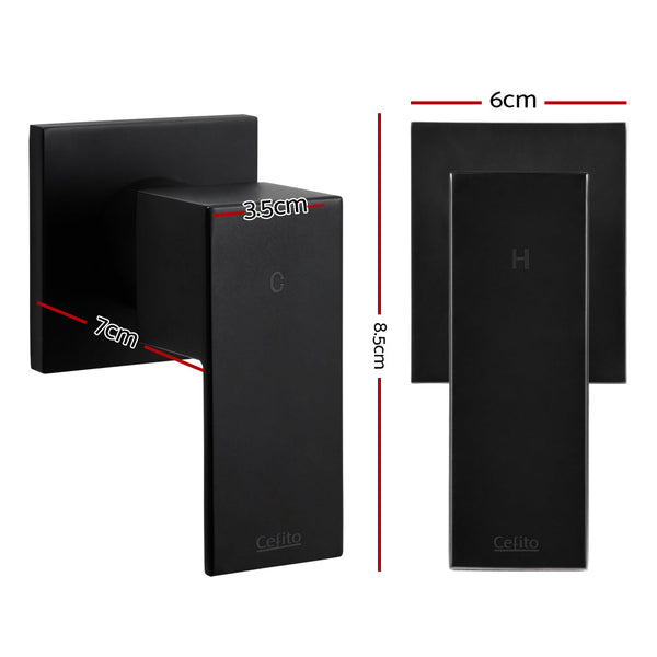 Cefito Shower Twins Tap Wall Bath Taps Brass Hot Cold Basin Bathroom Black Cefito