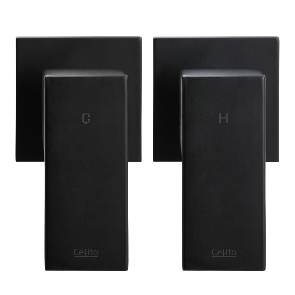Cefito Shower Twins Tap Wall Bath Taps Brass Hot Cold Basin Bathroom Black Cefito