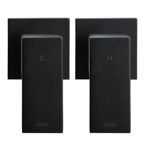 Cefito Shower Twins Tap Wall Bath Taps Brass Hot Cold Basin Bathroom Black Cefito