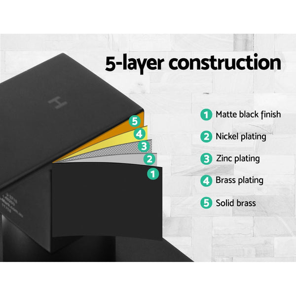 Cefito Shower Twins Tap Wall Bath Taps Brass Hot Cold Basin Bathroom Black Cefito