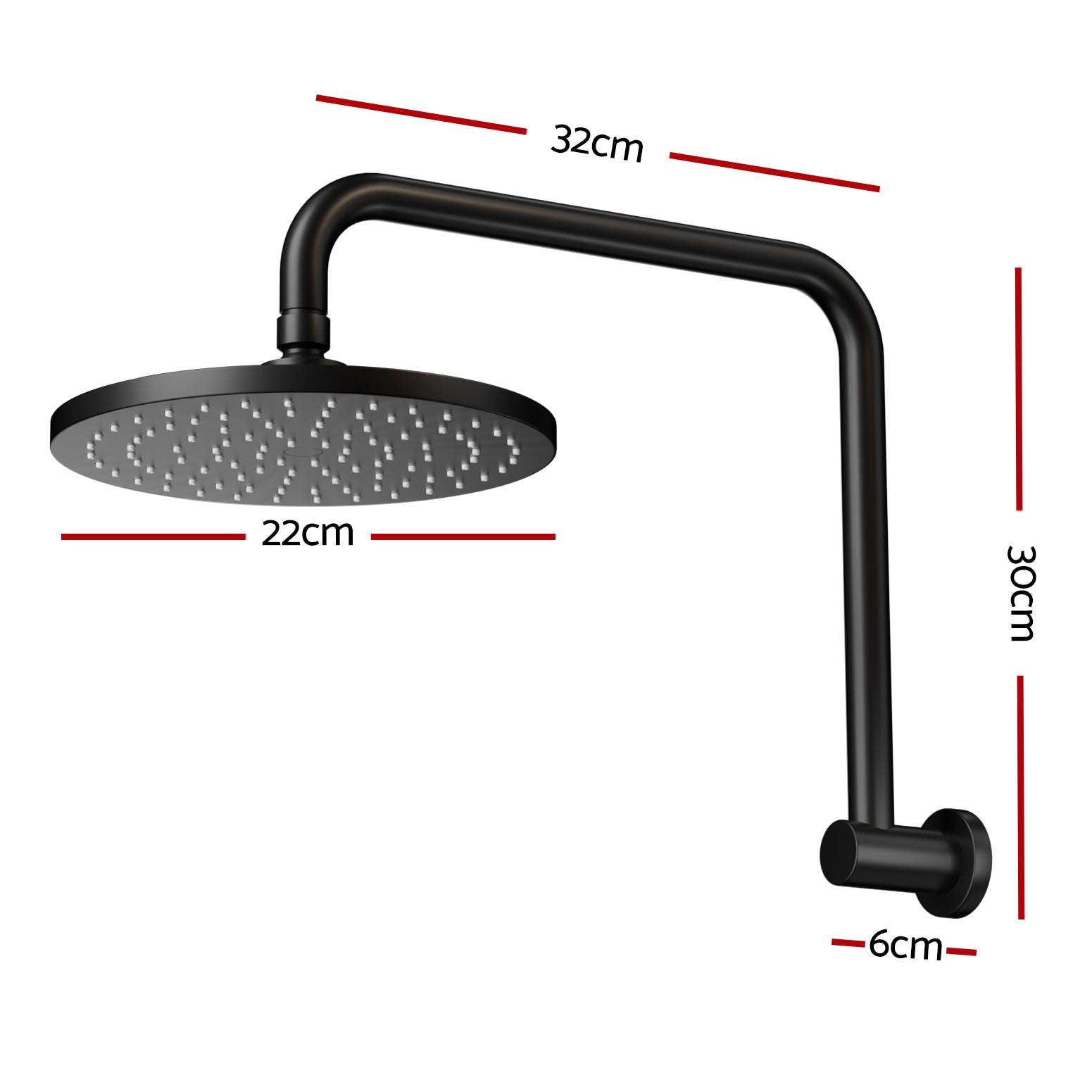 9'' Rain Shower Head Overhead High-pressure Swivel Black Does not apply