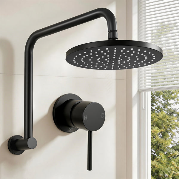 Cefito 9'' Rain Overhead Swivel Shower Head with Wall Bathroom Mixer Awezingly