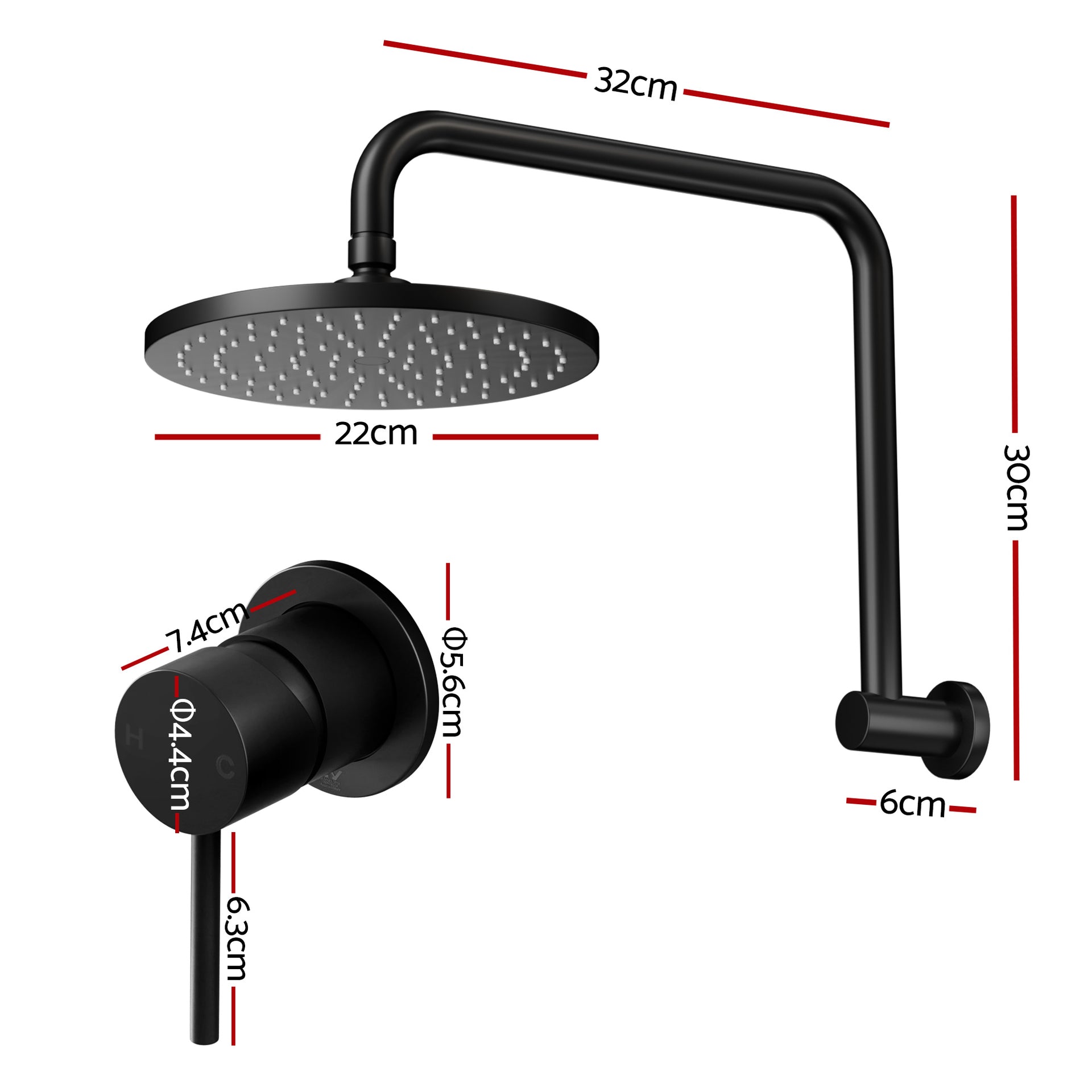 Cefito 9'' Rain Overhead Swivel Shower Head with Wall Bathroom Mixer Awezingly