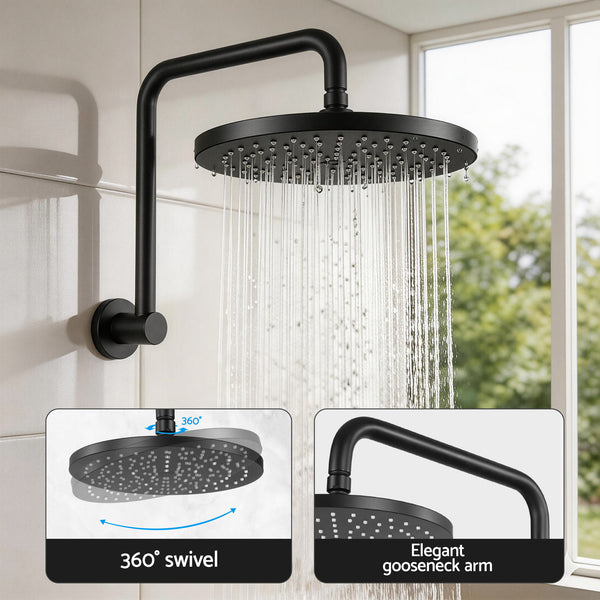 Cefito 9'' Rain Overhead Swivel Shower Head with Wall Bathroom Mixer Awezingly