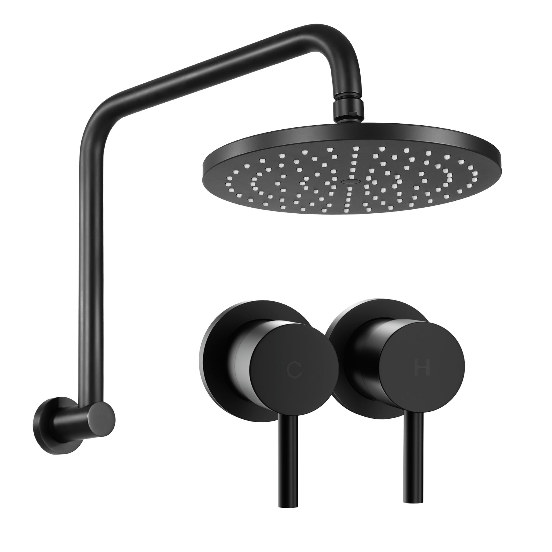 Cefito 9'' Rain Overhead Swivel Shower Head with Wall Twin Swivel Bathroom Tap Awezingly