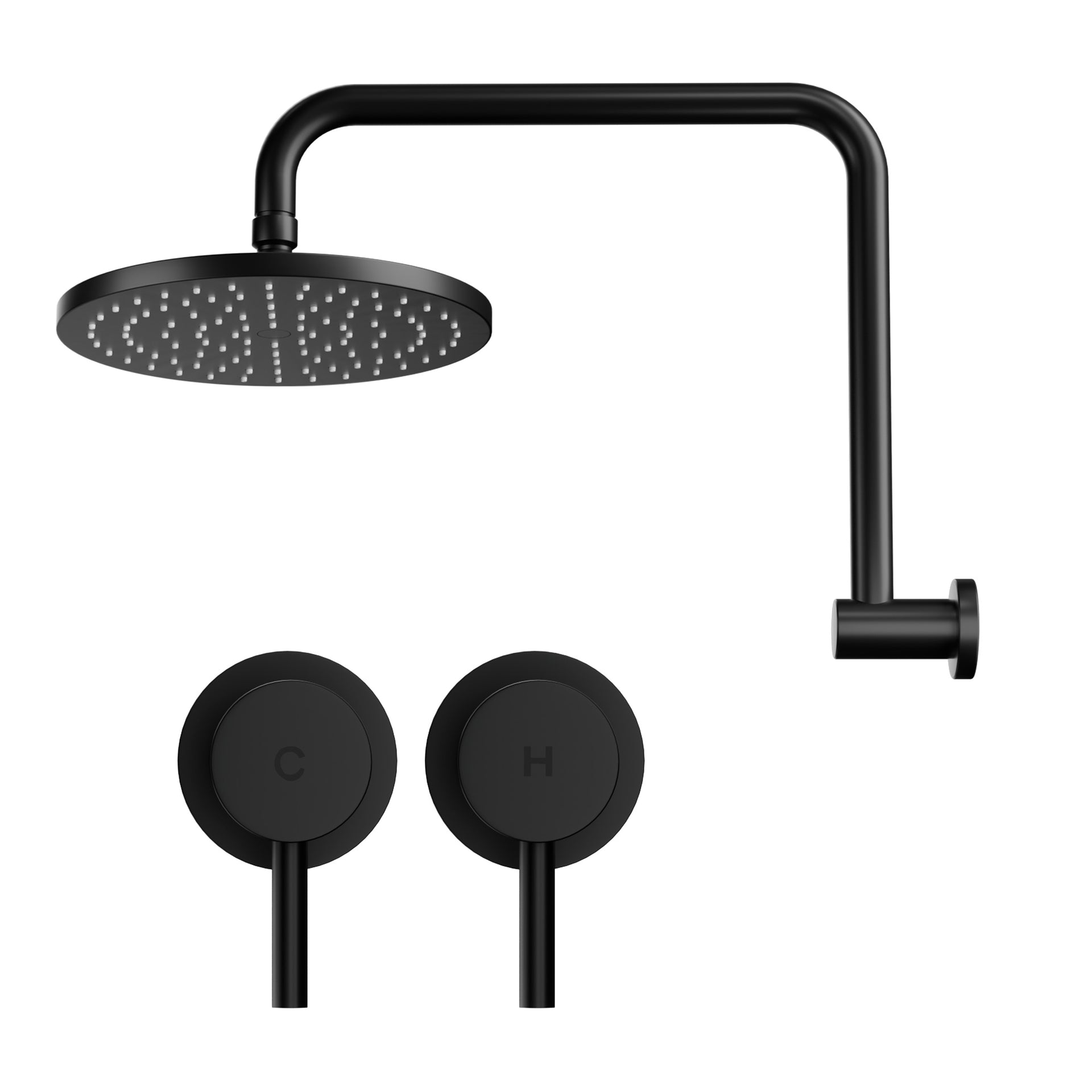 Cefito 9'' Rain Overhead Swivel Shower Head with Wall Twin Swivel Bathroom Tap Awezingly