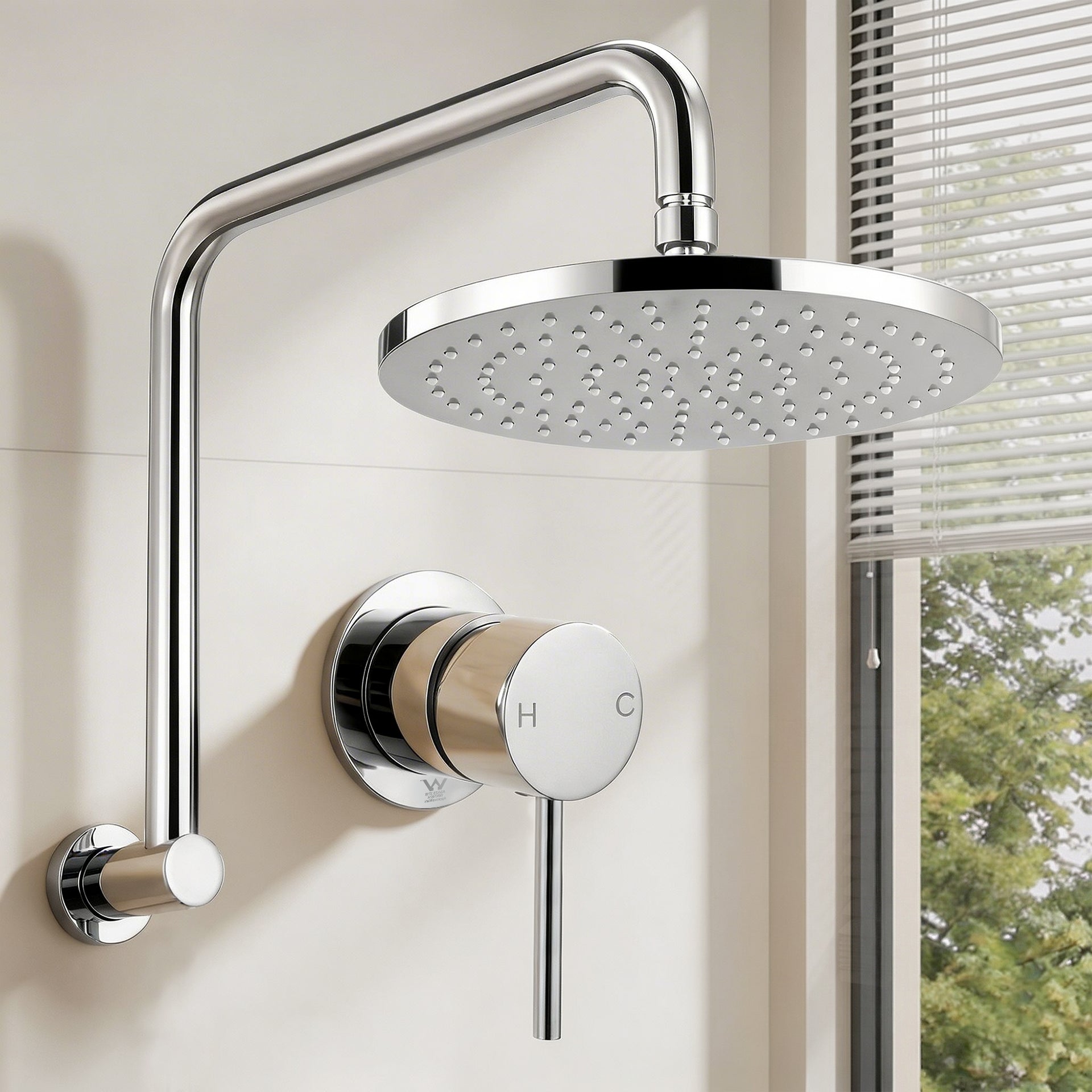 Cefito 9'' Rain Overhead Swivel Shower Head with Wall Bathroom Mixer Silver Awezingly