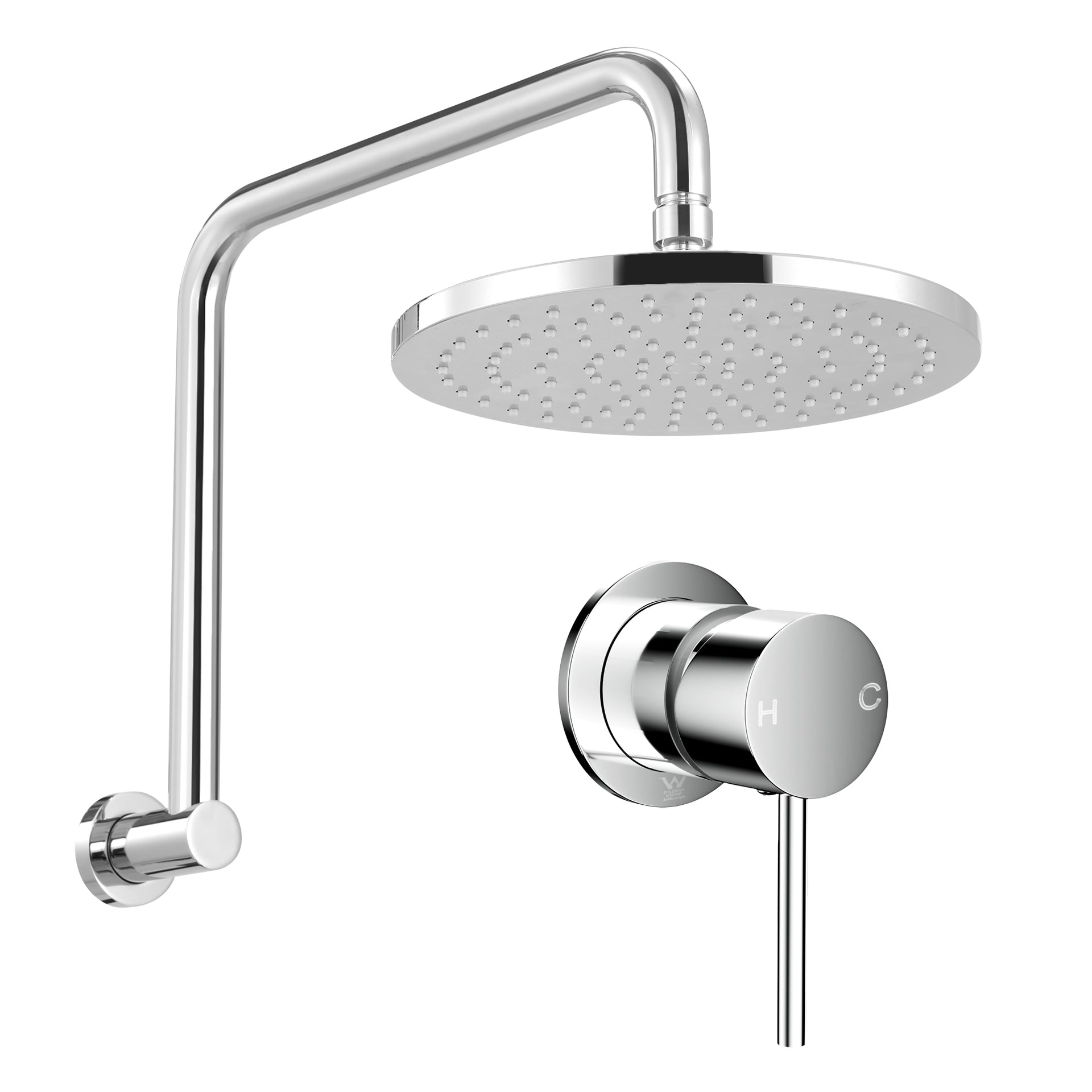 Cefito 9'' Rain Overhead Swivel Shower Head with Wall Bathroom Mixer Silver Awezingly