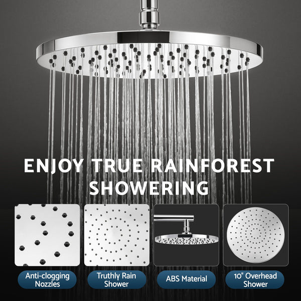 Cefito High-Pressure Shower Heads with Anti-burst 1.5m Hose & 304 S.S Rail, Ideal for Bathroom Upgrades and Pet Washing, 10 Inch Rain & 3-Function Combo Awezingly