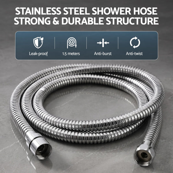 Cefito High-Pressure Shower Heads with Anti-burst 1.5m Hose & 304 S.S Rail, Ideal for Bathroom Upgrades and Pet Washing, 10 Inch Rain & 3-Function Combo Awezingly