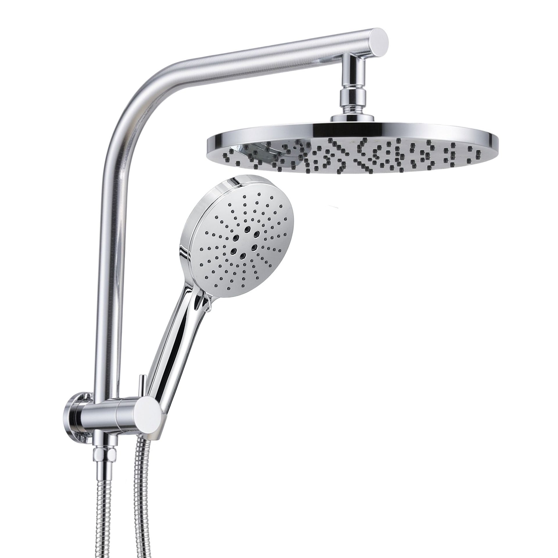 Cefito High-Pressure Shower Heads with Anti-burst 1.5m Hose & 304 S.S Rail, Ideal for Bathroom Upgrades and Pet Washing, 10 Inch Rain & 3-Function Combo Awezingly