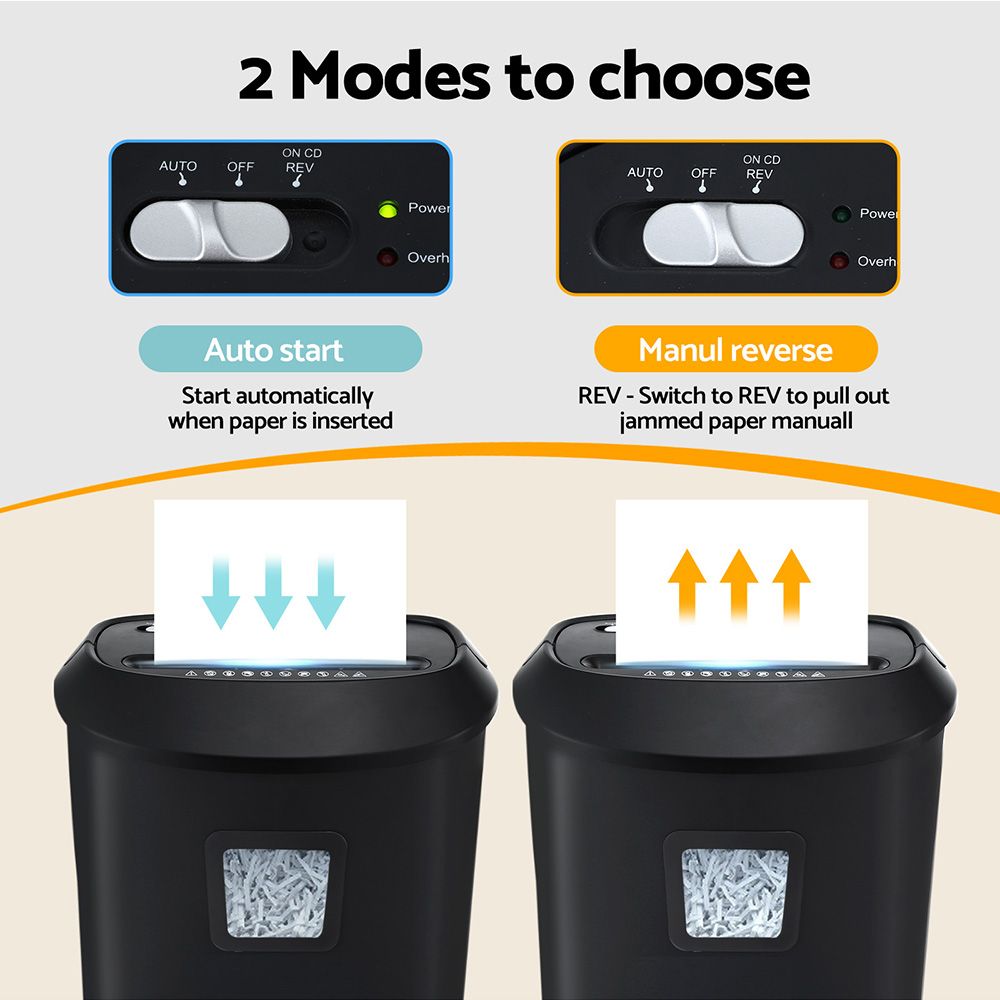 Devanti Electric Paper Shredder for Home Office 10 A4 Paper Sheet Cross-Cut Paper Devanti