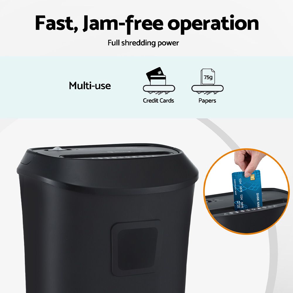 Devanti Electric Paper Shredder for Home Office 10 A4 Paper Sheet Cross-Cut Paper Devanti