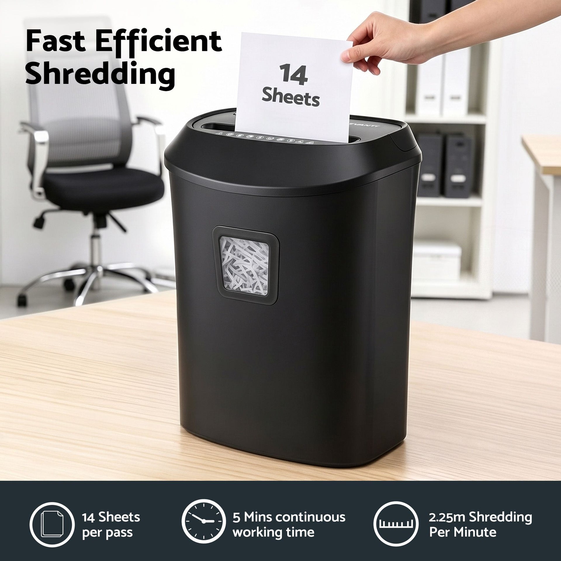 DEVANTI 25L Paper Shredder 14 Sheet P4 Cross Cut for Home Office Awezingly