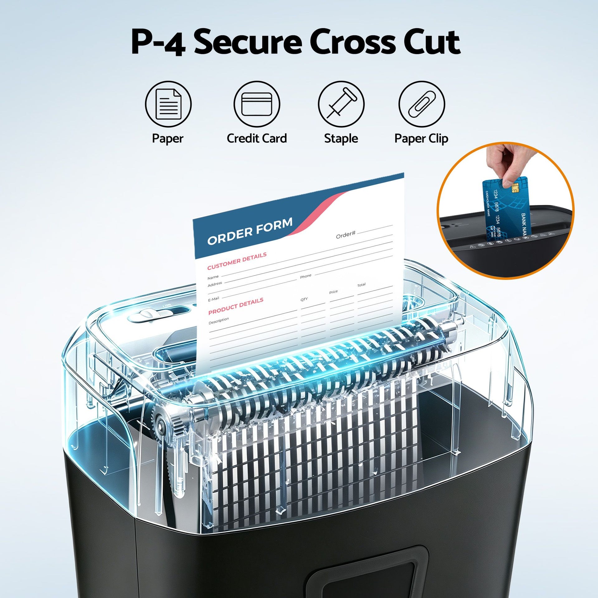 DEVANTI 25L Paper Shredder 14 Sheet P4 Cross Cut for Home Office Awezingly