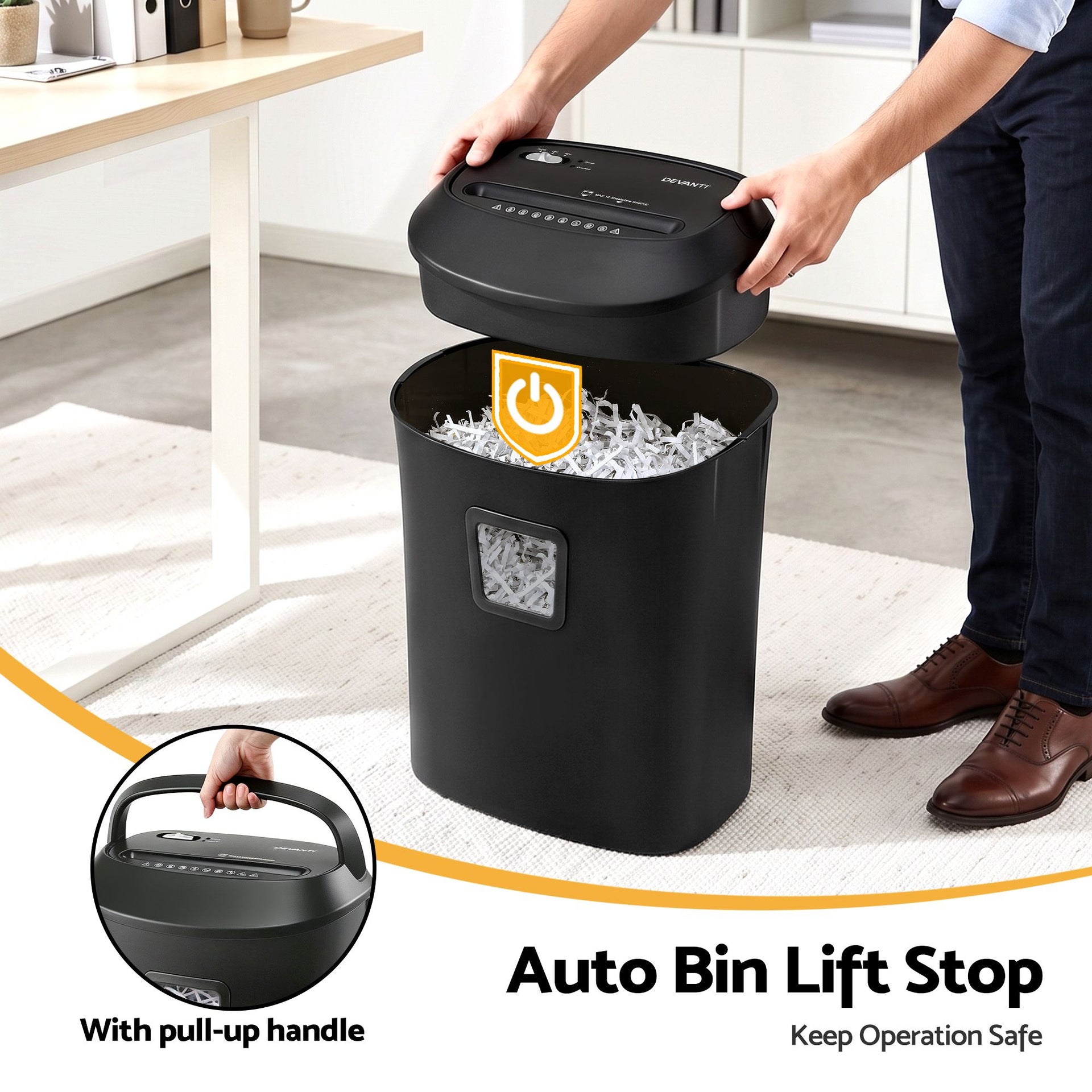 DEVANTI 25L Paper Shredder 14 Sheet P4 Cross Cut for Home Office Awezingly