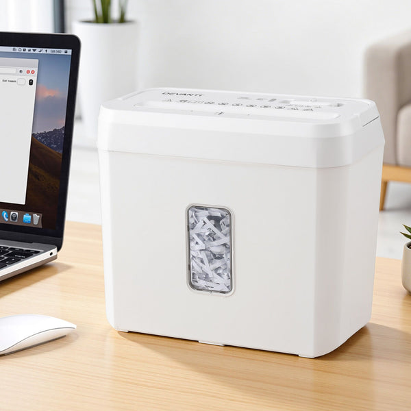 DEVANTI 8L Small Tabletop Paper Shredder 4 Sheet P4 Cross Cut Home Office Awezingly