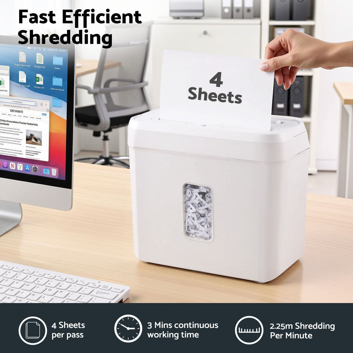 DEVANTI 8L Small Tabletop Paper Shredder 4 Sheet P4 Cross Cut Home Office Awezingly